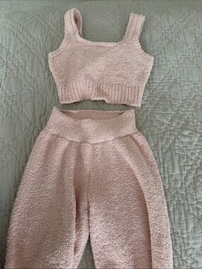Anthropologie Daily Practice Cozy Pale Pink Joggers bottoms tank SET